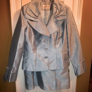 Blue Lily & Taylor skirt and matching jacket set.